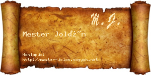 Mester Jolán névjegykártya