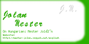 jolan mester business card